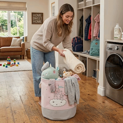 panier à linge design pratique démonstration pliage MinimalisteLab