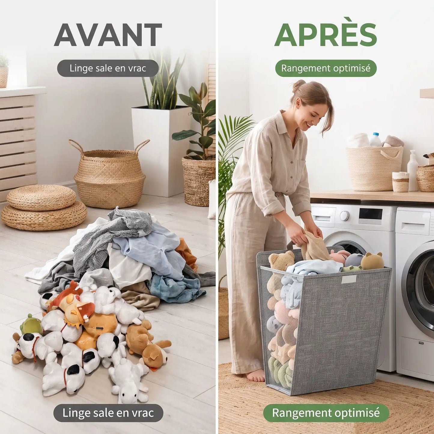 panier linge pliable gain de place design buanderie MinimalisteLab