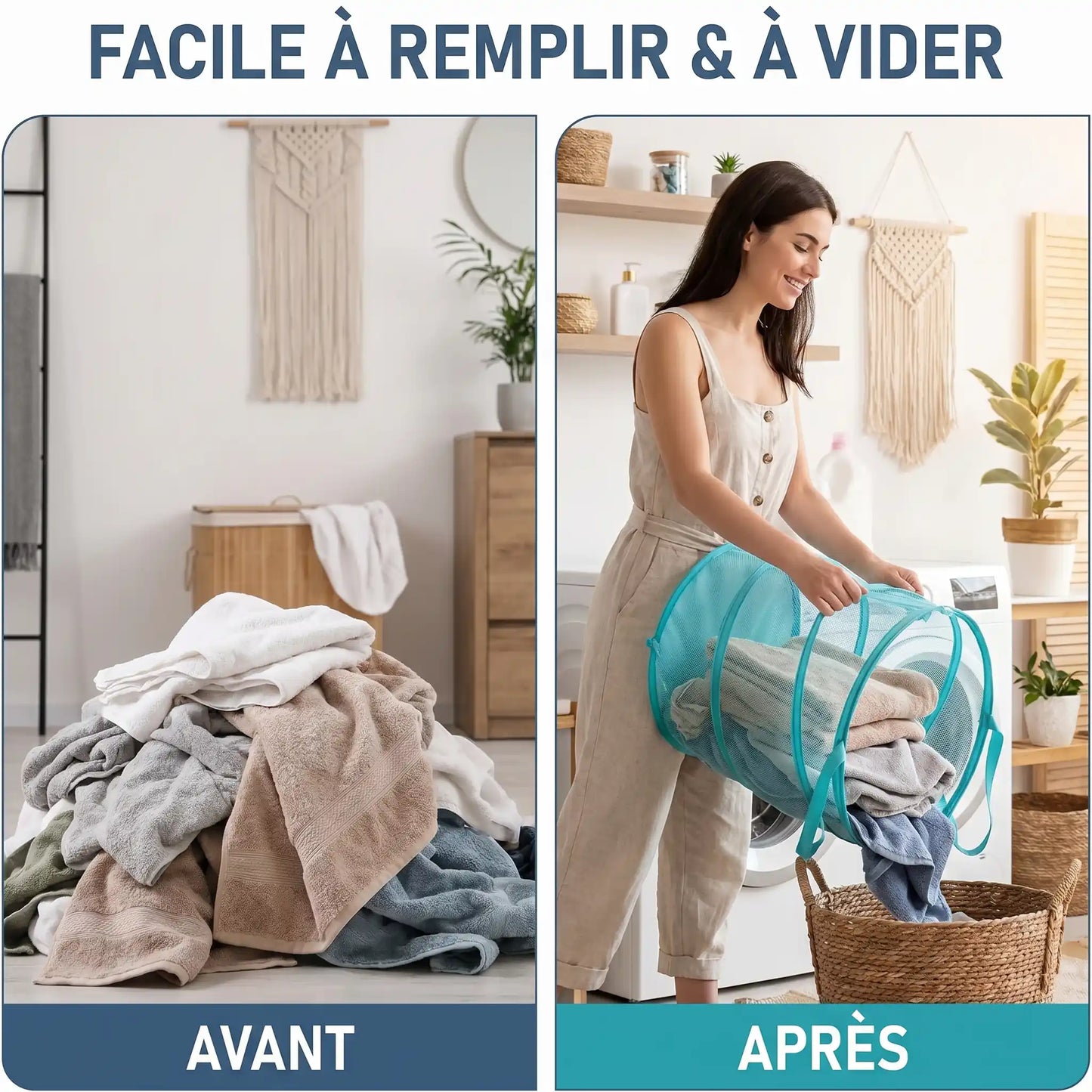 panier Ă linge pliable gain de place buanderie MinimalisteLab