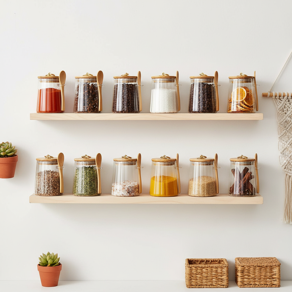 Pot a epices | Hermétique Verre Bois