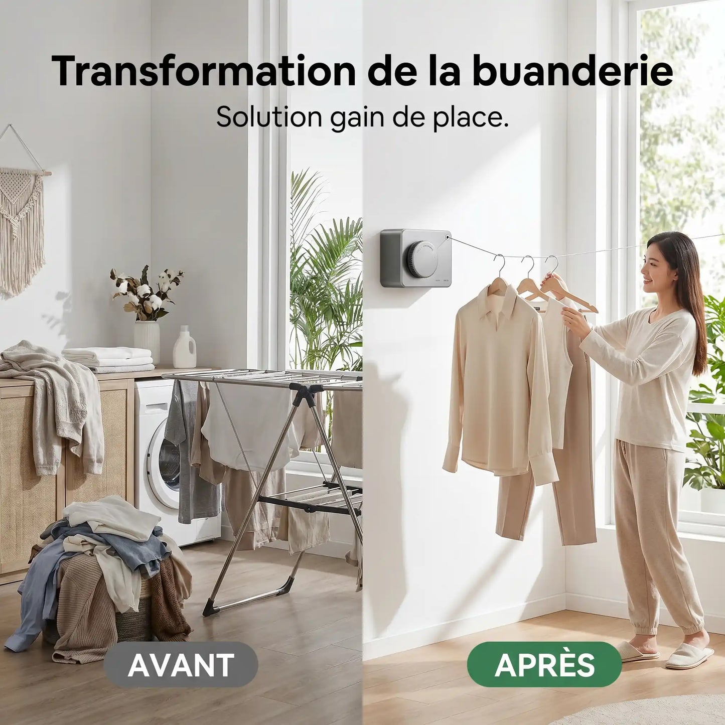 Corde à linge | Robuste Ajustable Extérieur
