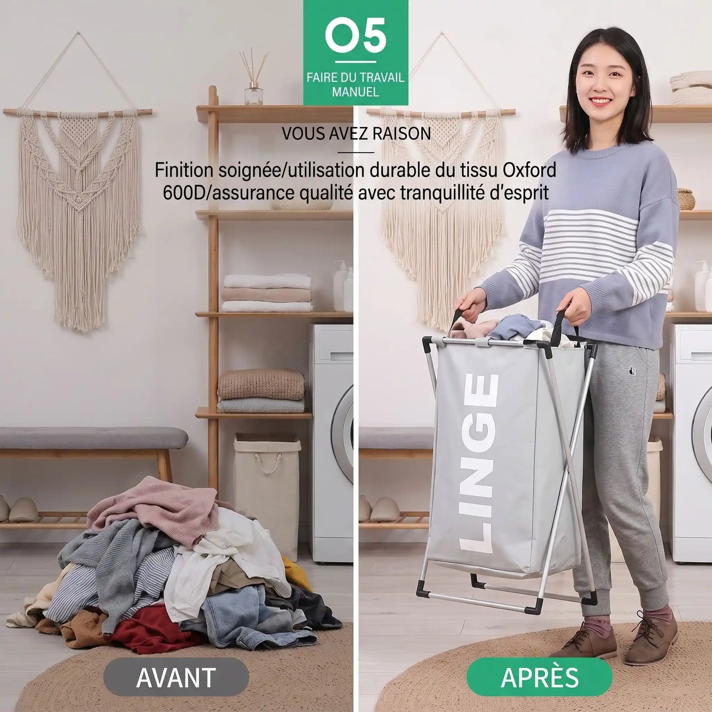 panier Ă linge pliable et pratique buanderie MinimalisteLab