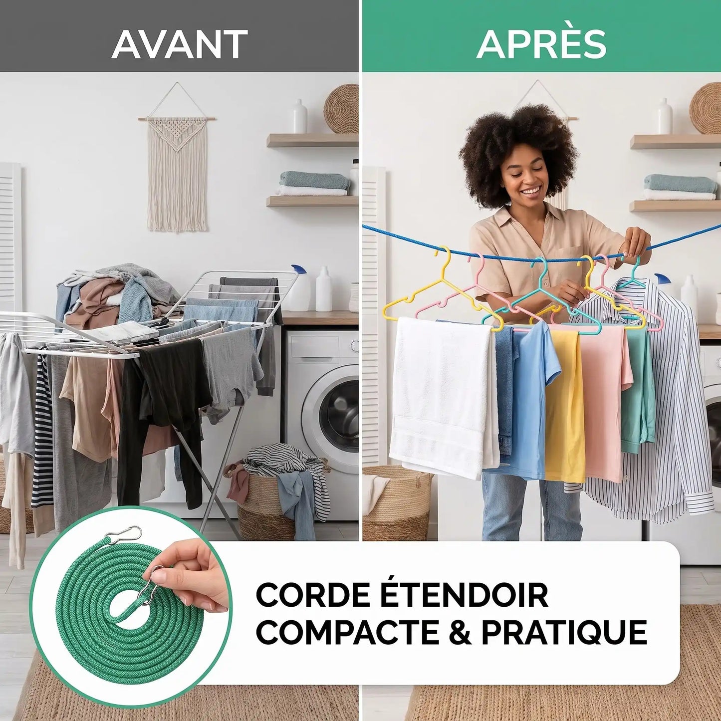 corde à linge robuste et durable extérieur MinimalisteLab