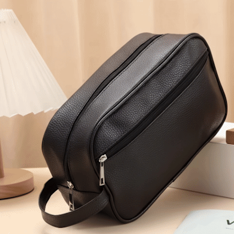 trousse de toilette homme voyage pratique gif utilisation MinimalisteLab