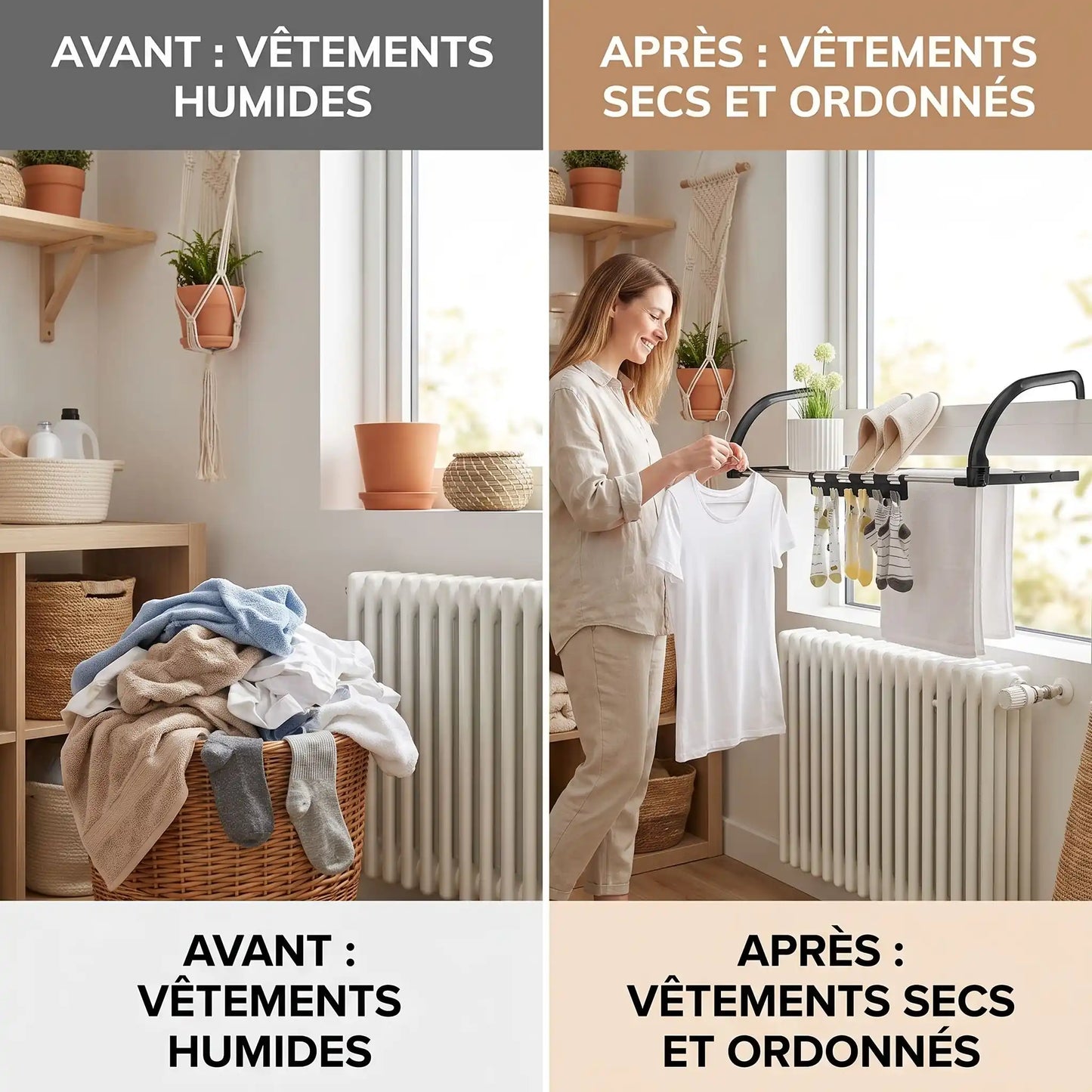 séchoir à linge pliable et compact buanderie MinimalisteLab