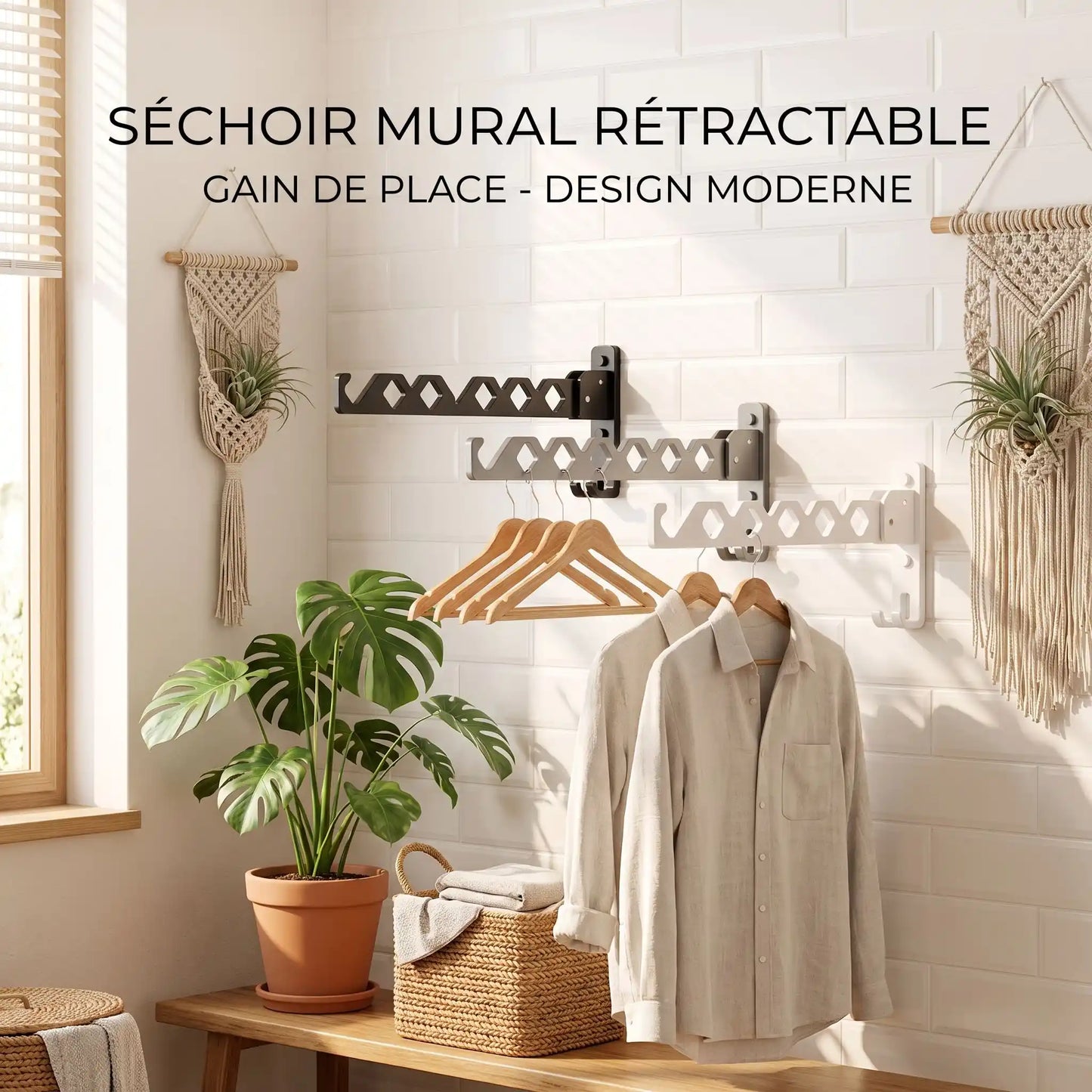 séchoir à linge gain de place buanderie MinimalisteLab