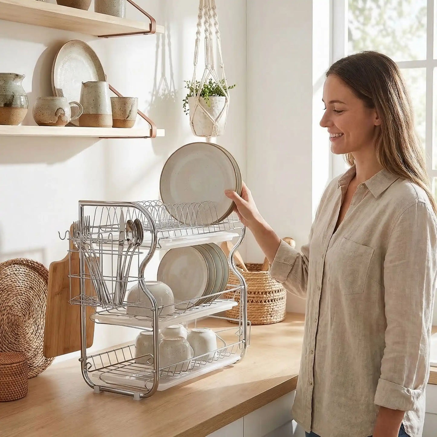 egouttoir vaisselle cuisine minimaliste plan de travail organise
