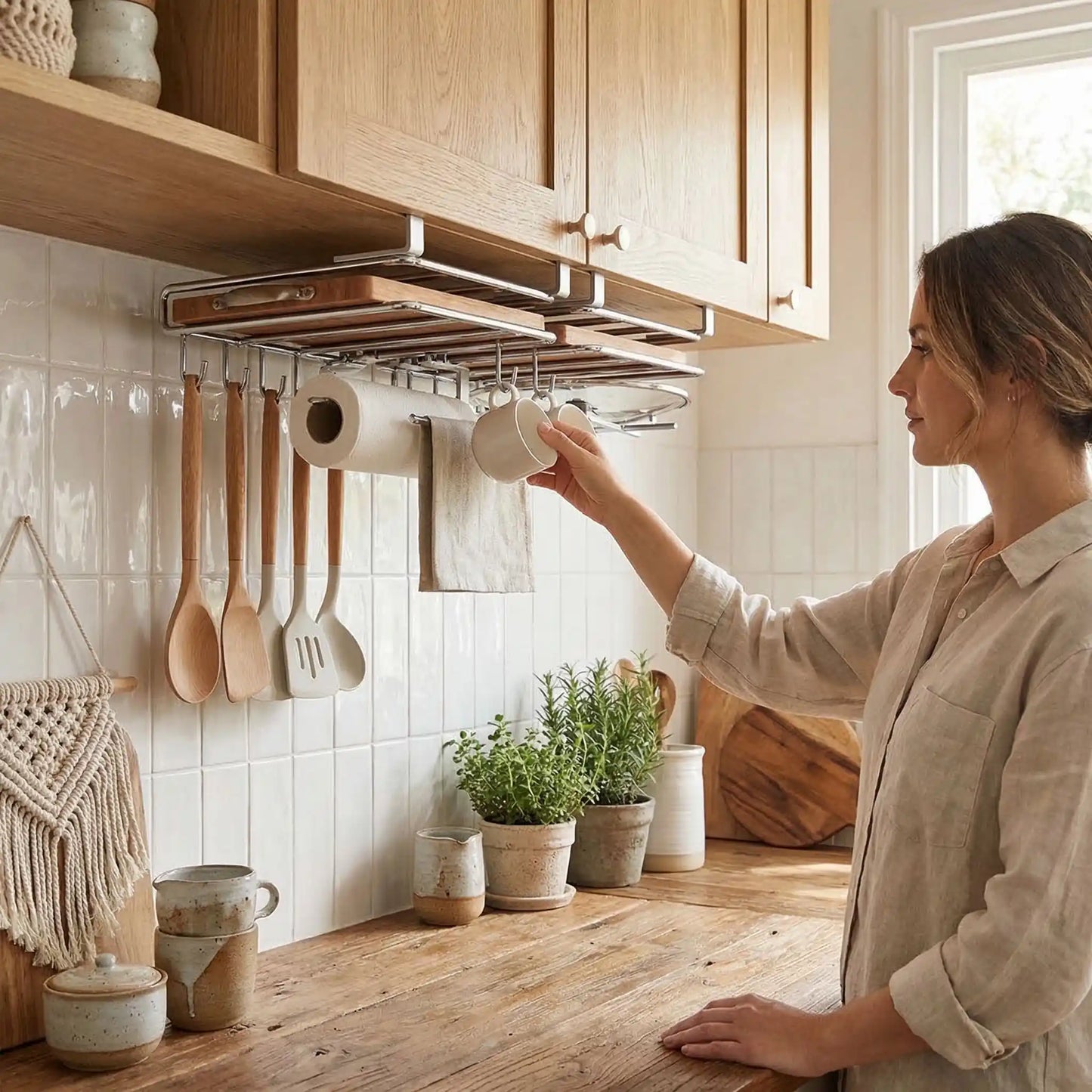 etagere cuisine suspendue organisation cuisine moderne