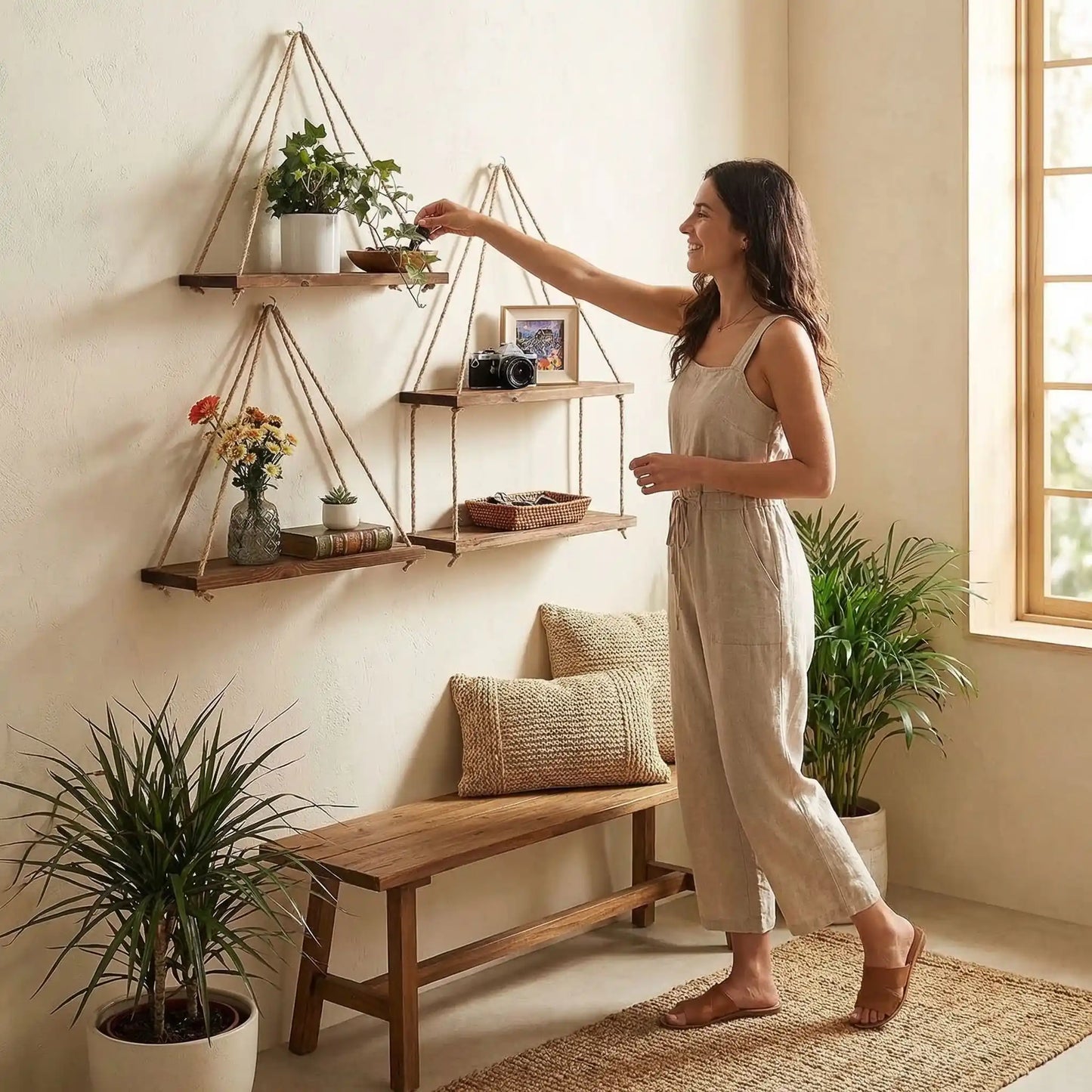 etagere murale bois decoration entree naturelle