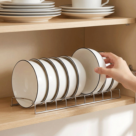 utilisation organisateur assiettes animation rangement cuisine