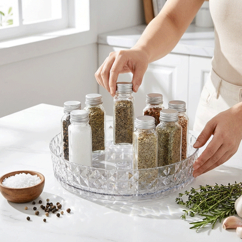 plateau tournant rotation animation utilisation cuisine