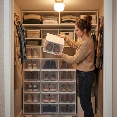 rangement chaussures gain de place compact entrée MinimalisteLab