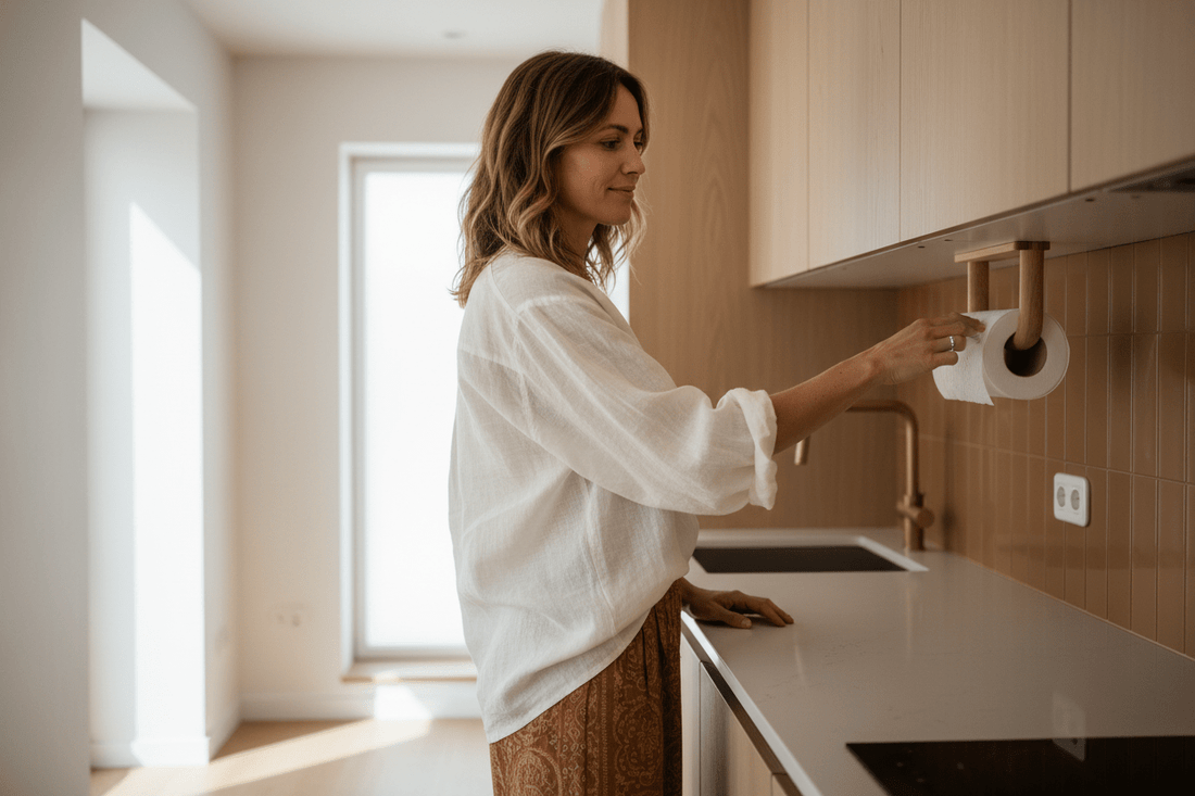 Essuie-tout qui traîne partout : où le ranger avec style - Minimaliste Lab