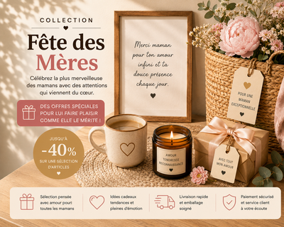 Bannière collection Fête des Mères — décoration florale minimaliste bohème