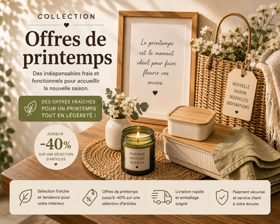 Bannière collection Offres de printemps — décoration florale minimaliste bohème