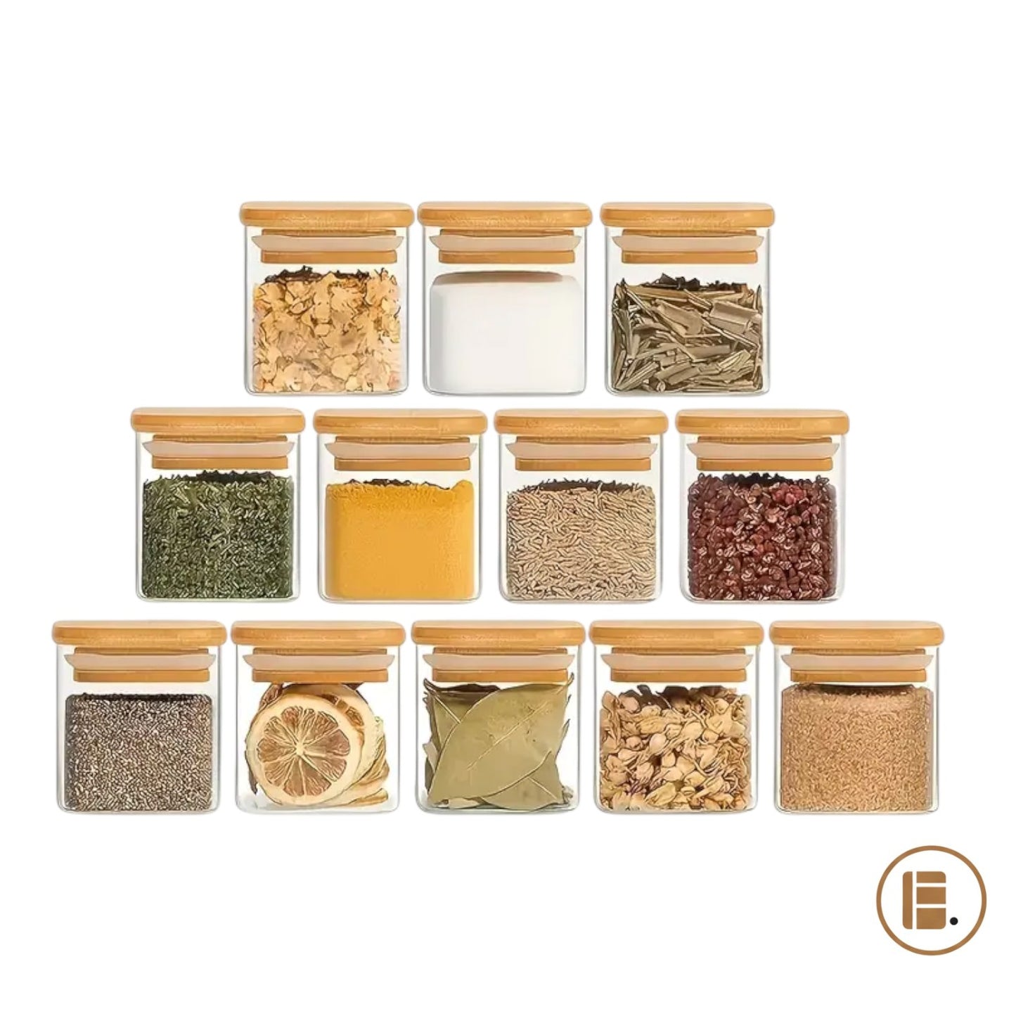 Pot a epice | Hermétique Pots Verre avec Étiquettes | Couvercle Bambou