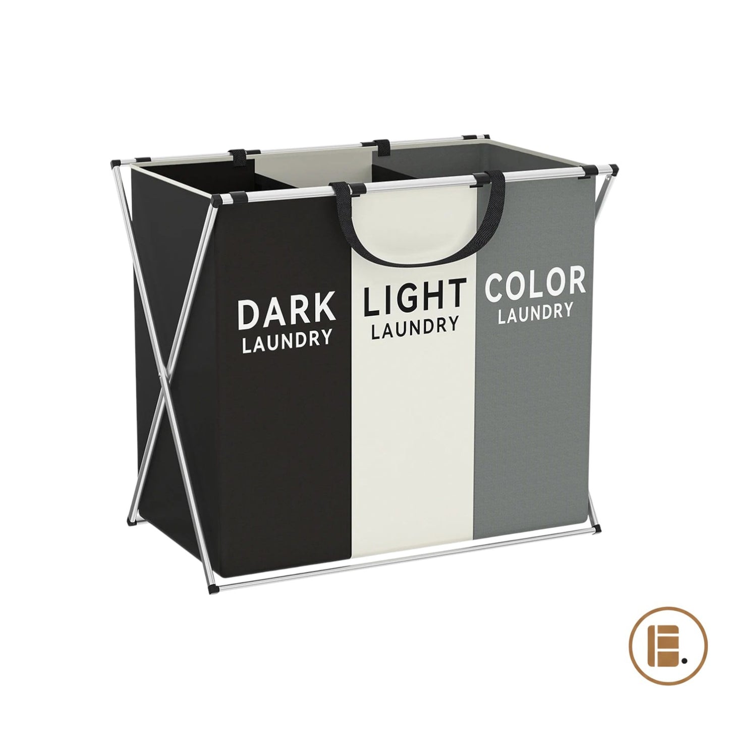 panier à linge pratique et design 3 compartiments tricolore buanderie MinimalisteLab
