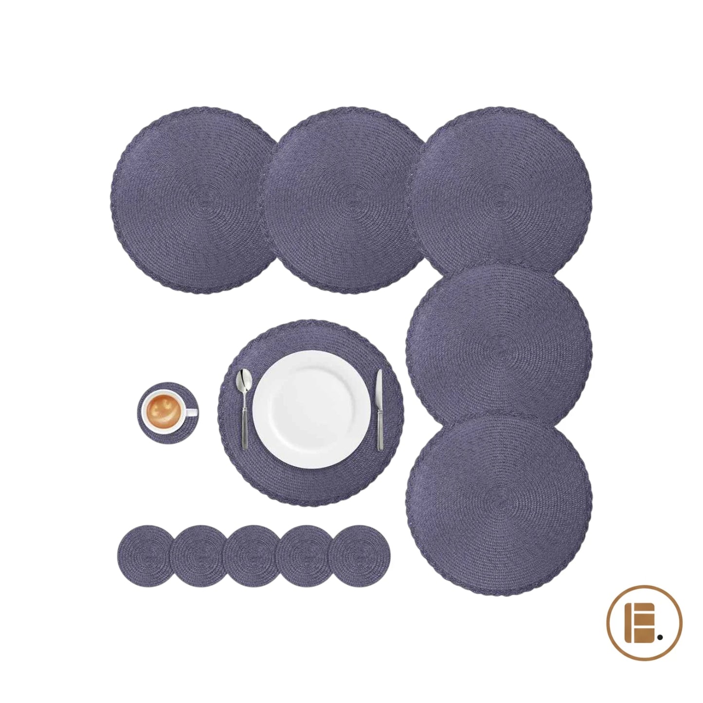 set de table rond élégant bleu principale MinimalisteLab