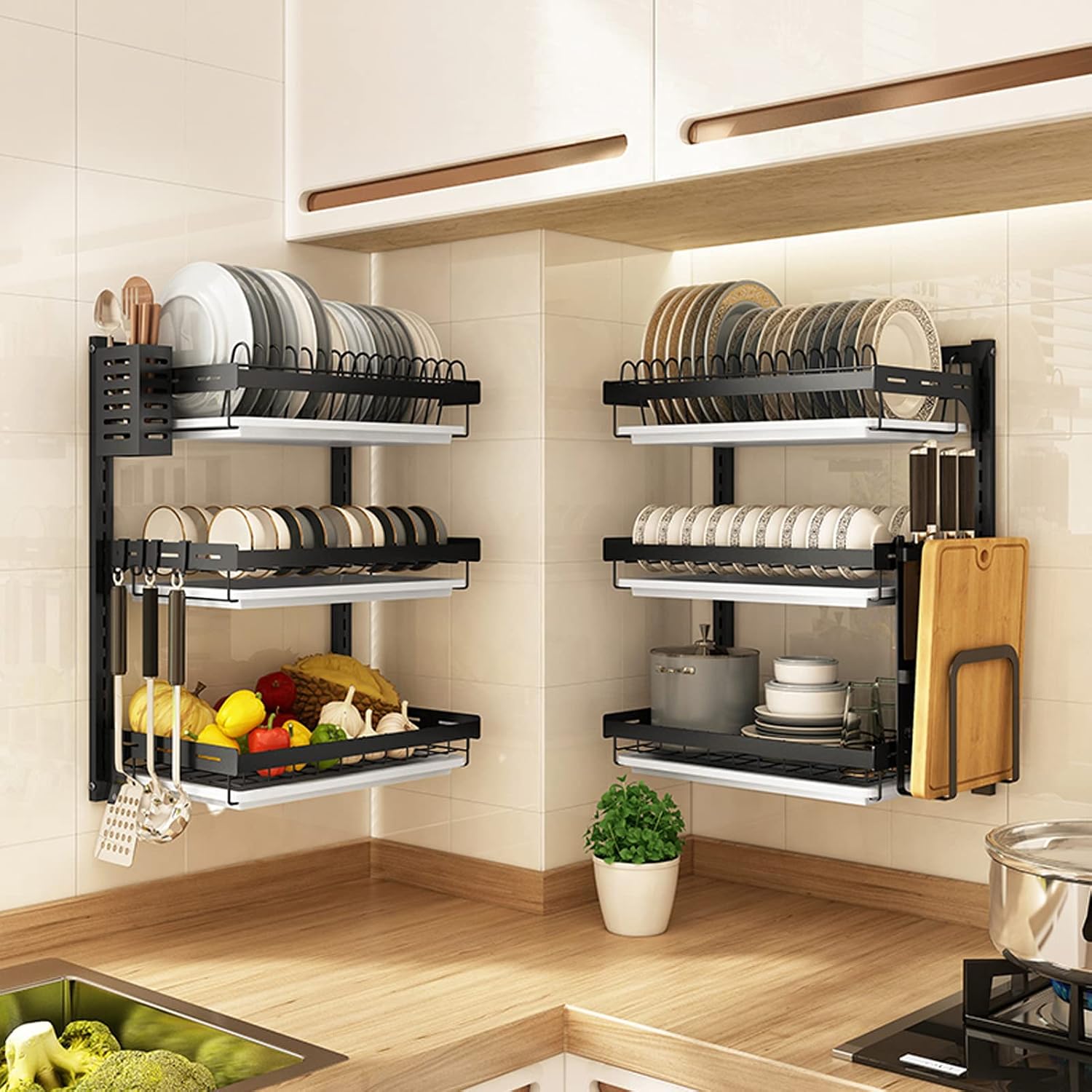égouttoir vaisselle mural rangement assiettes cuisine MinimalisteLab