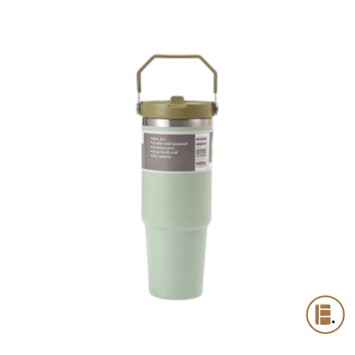 Mug isotherme | Inox avec poignée et paille | 600 ml / 890 ml - Minimaliste Lab