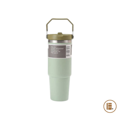 Mug isotherme | Inox avec poignée et paille | 600 ml / 890 ml - Minimaliste Lab