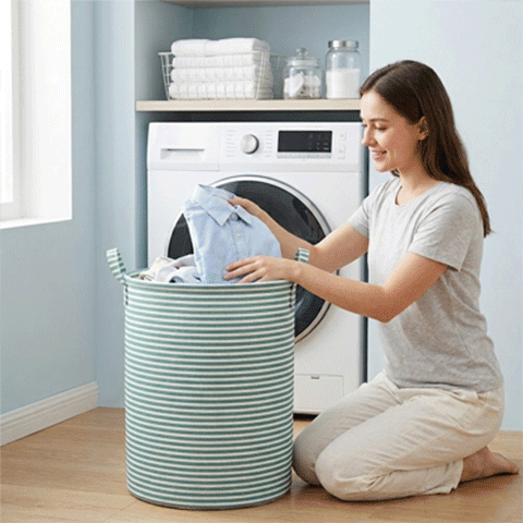 panier à linge pliable optimisé démonstration pliage MinimalisteLab