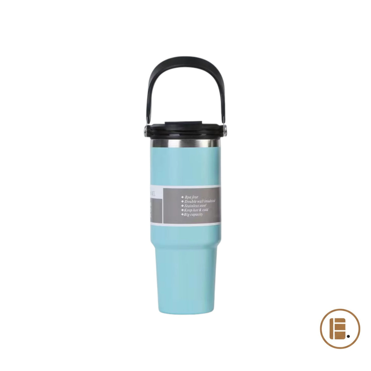 Mug isotherme | Inox avec poignée et paille | 600 ml / 890 ml - Minimaliste Lab