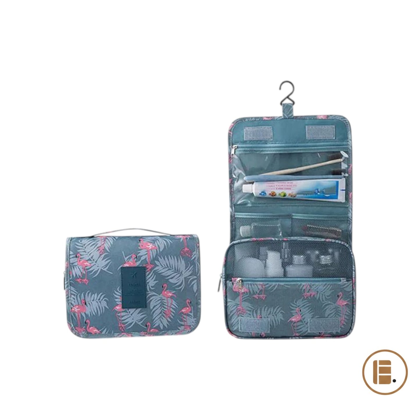 trousse de toilette de voyage compacte organisée vue de face MinimalisteLab