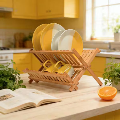 égouttoir vaisselle bambou pliable rangement cuisine MinimalisteLab