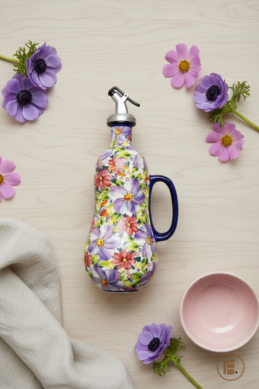 Bouteille pour huile | Artisanale Floral
