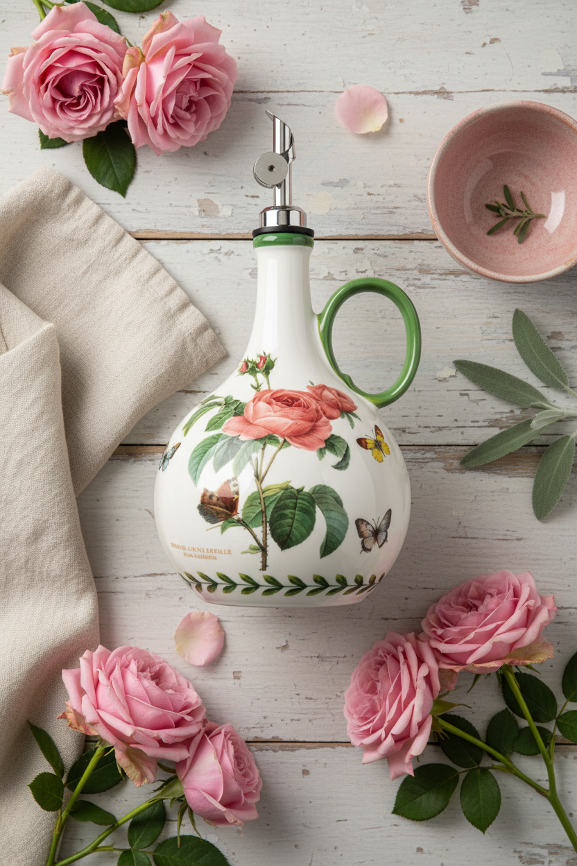 Bouteille pour huile | Floral Céramique