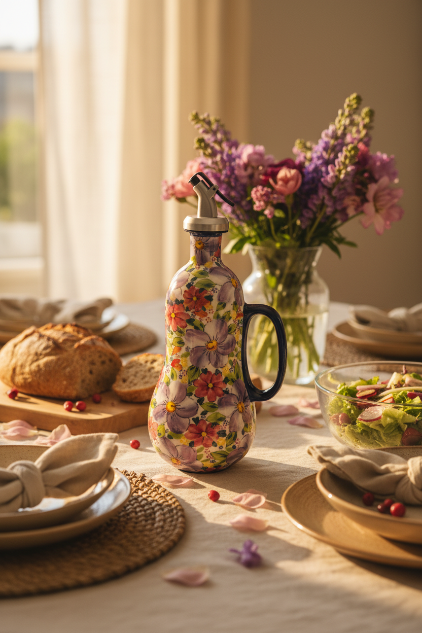 Bouteille pour huile | Artisanale Floral