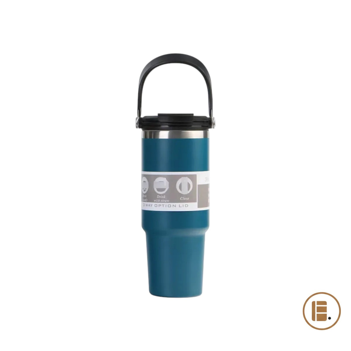 Mug isotherme | Inox avec poignée et paille | 600 ml / 890 ml - Minimaliste Lab