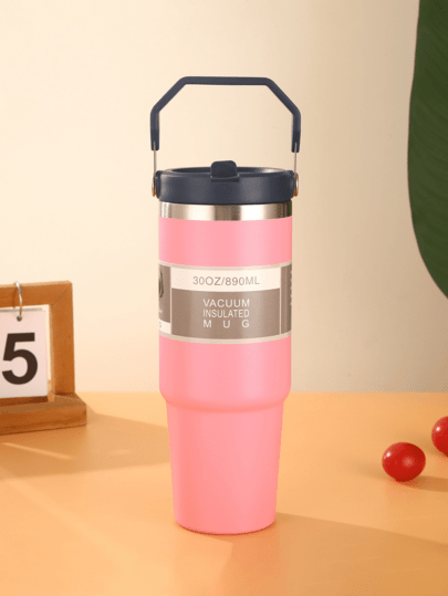 Mug isotherme | Inox avec poignée et paille | 600 ml / 890 ml - Minimaliste Lab