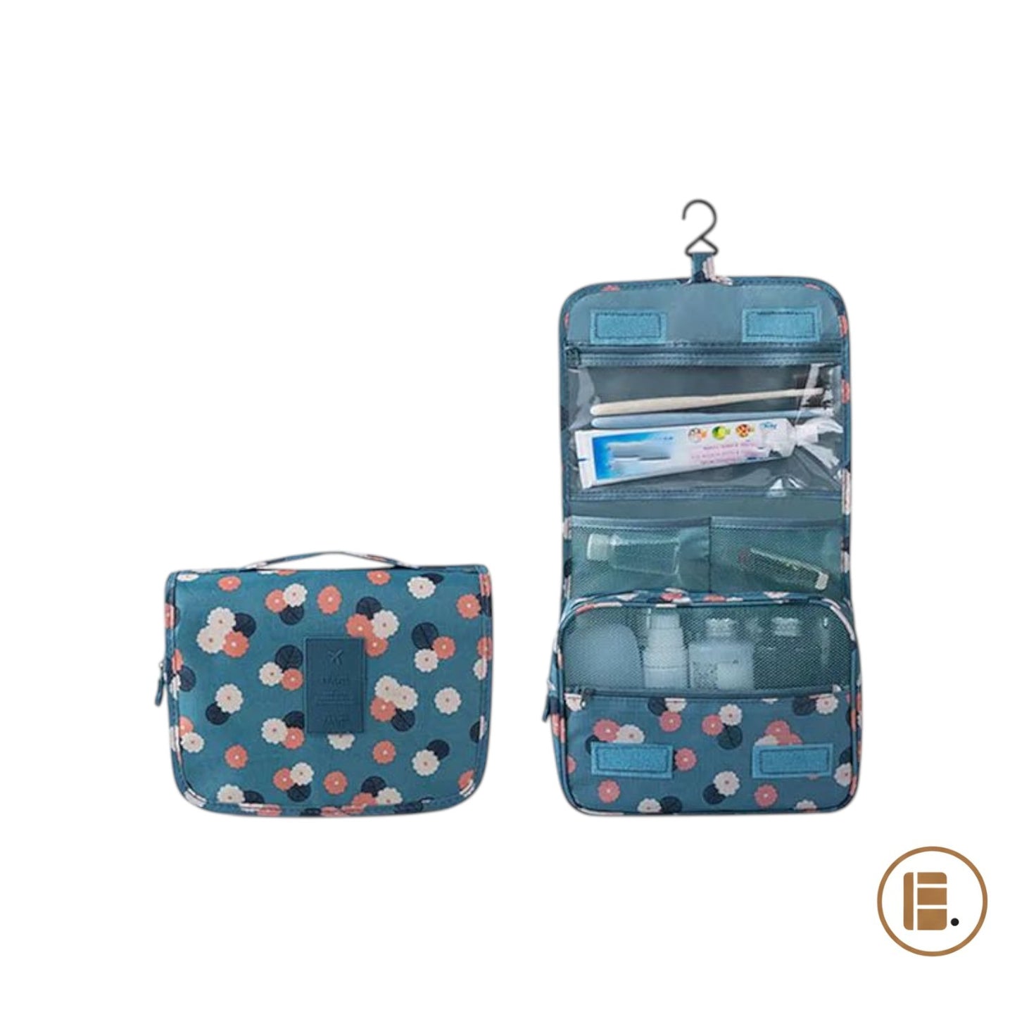 trousse de toilette de voyage compacte organisée vue dessus MinimalisteLab