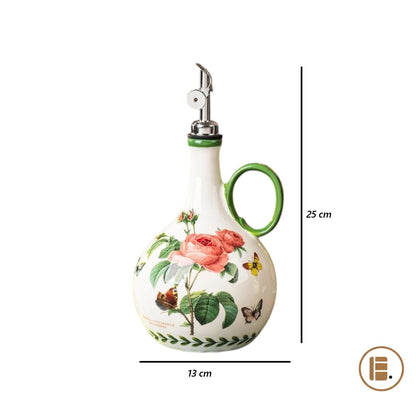 Bouteille pour huile | Floral Céramique
