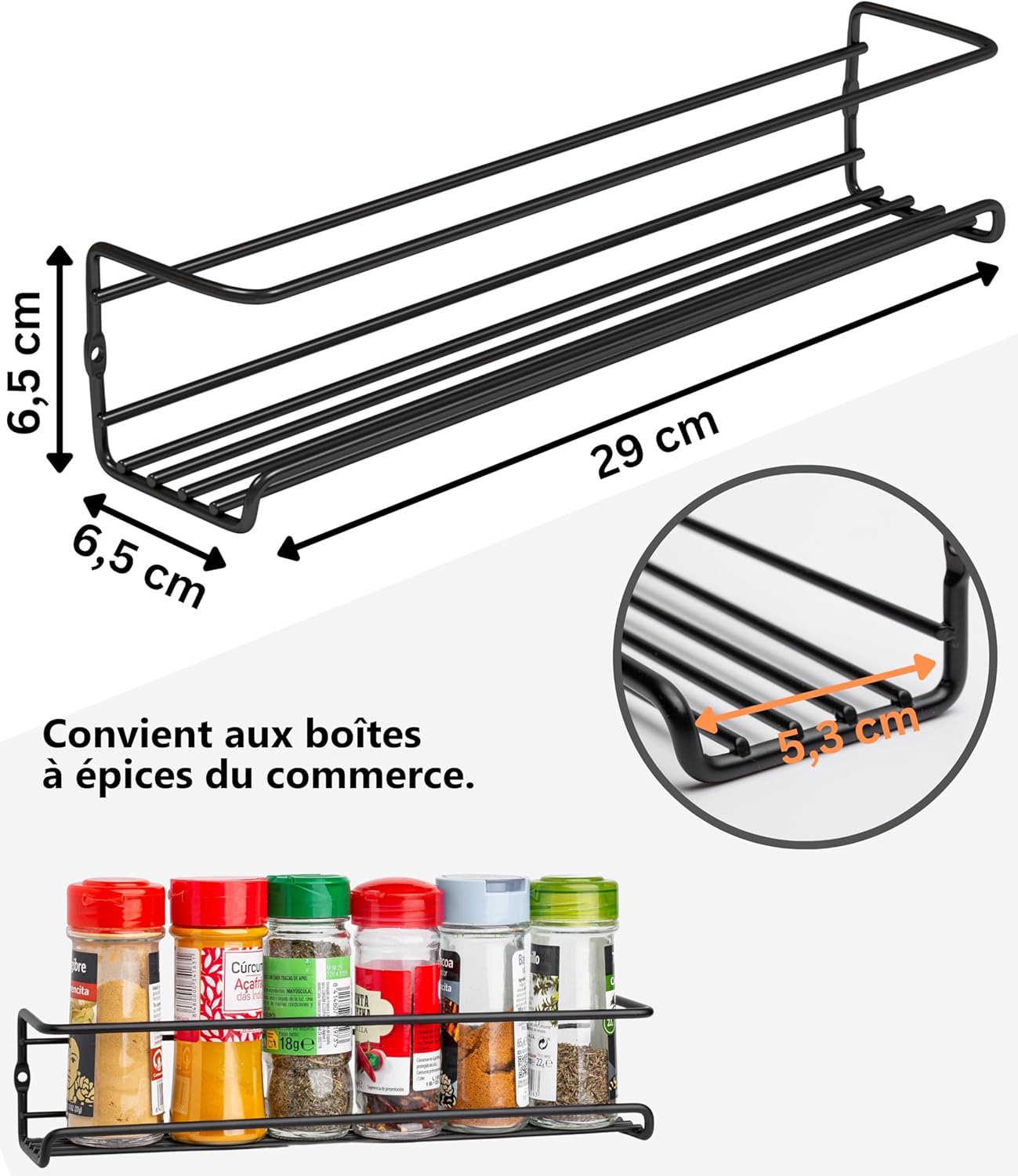 étagère épices gain de place dimensions MinimalisteLab