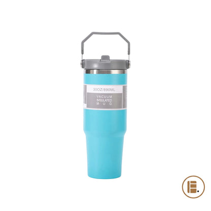 Mug isotherme | Inox avec poignée et paille | 600 ml / 890 ml - Minimaliste Lab