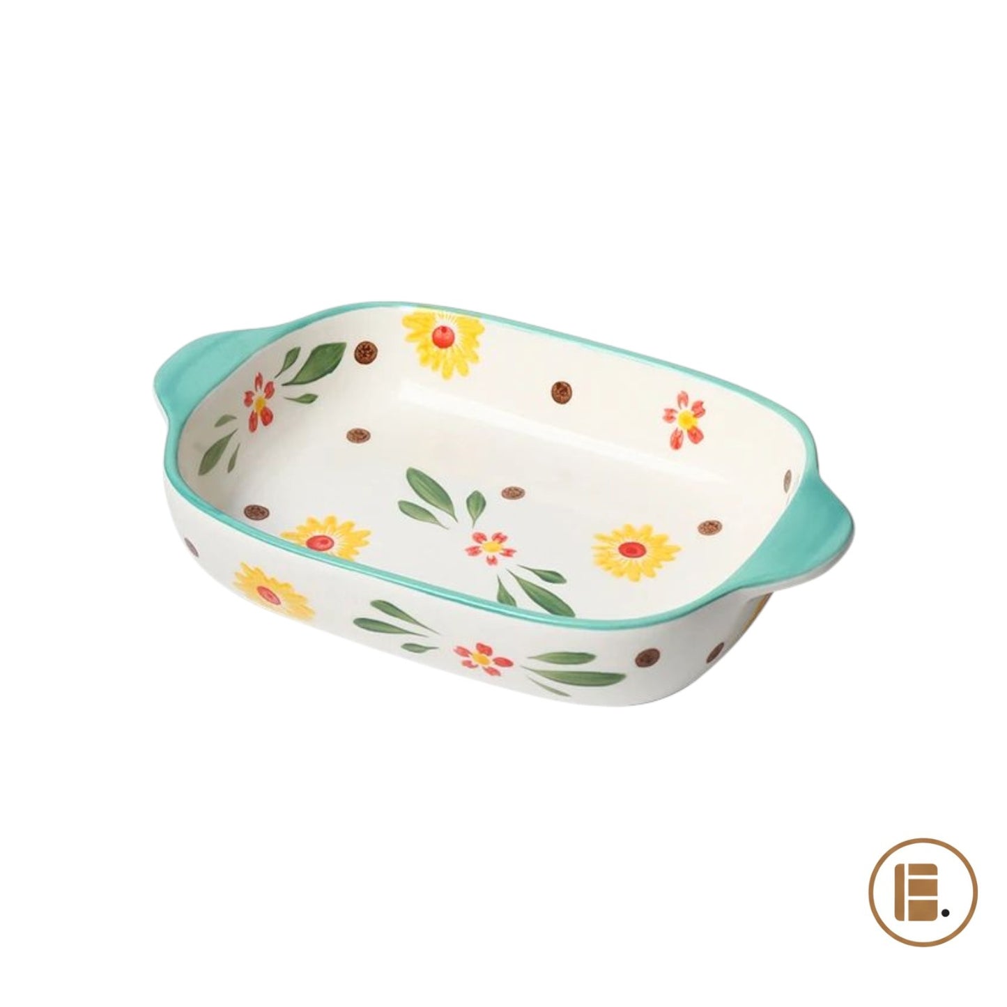 plat à four floral céramique vue profil MinimalisteLab