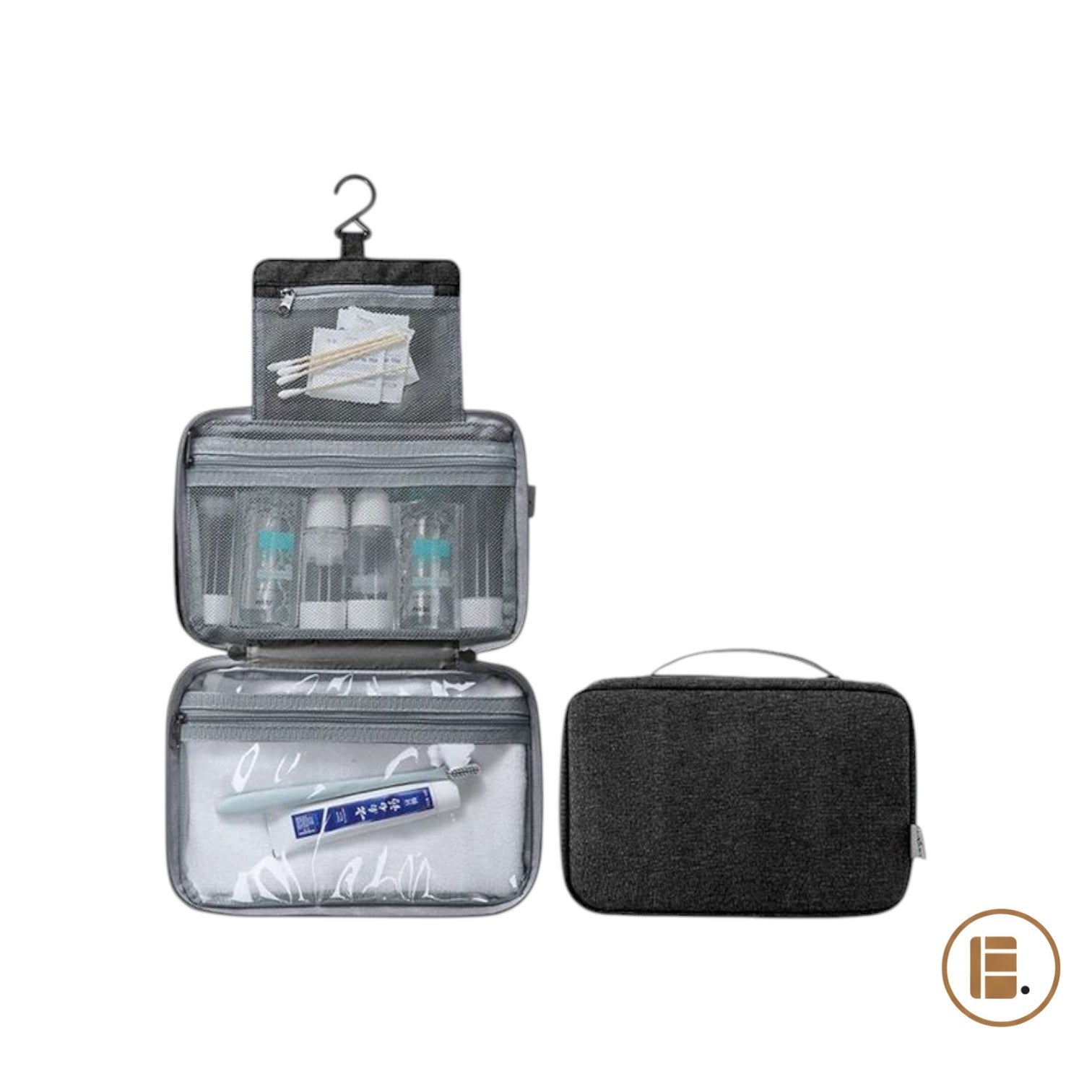 trousse de toilette voyage organisé poches zippées MinimalisteLab