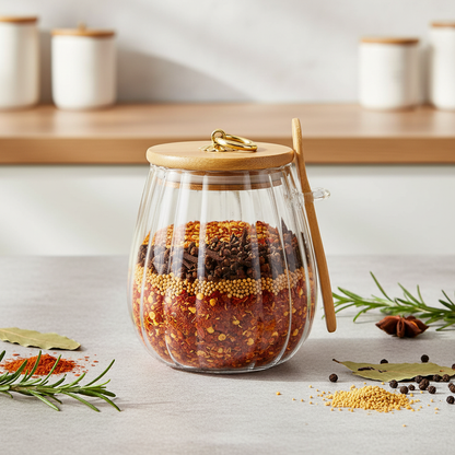 Pot a epices | Hermétique Verre Bois