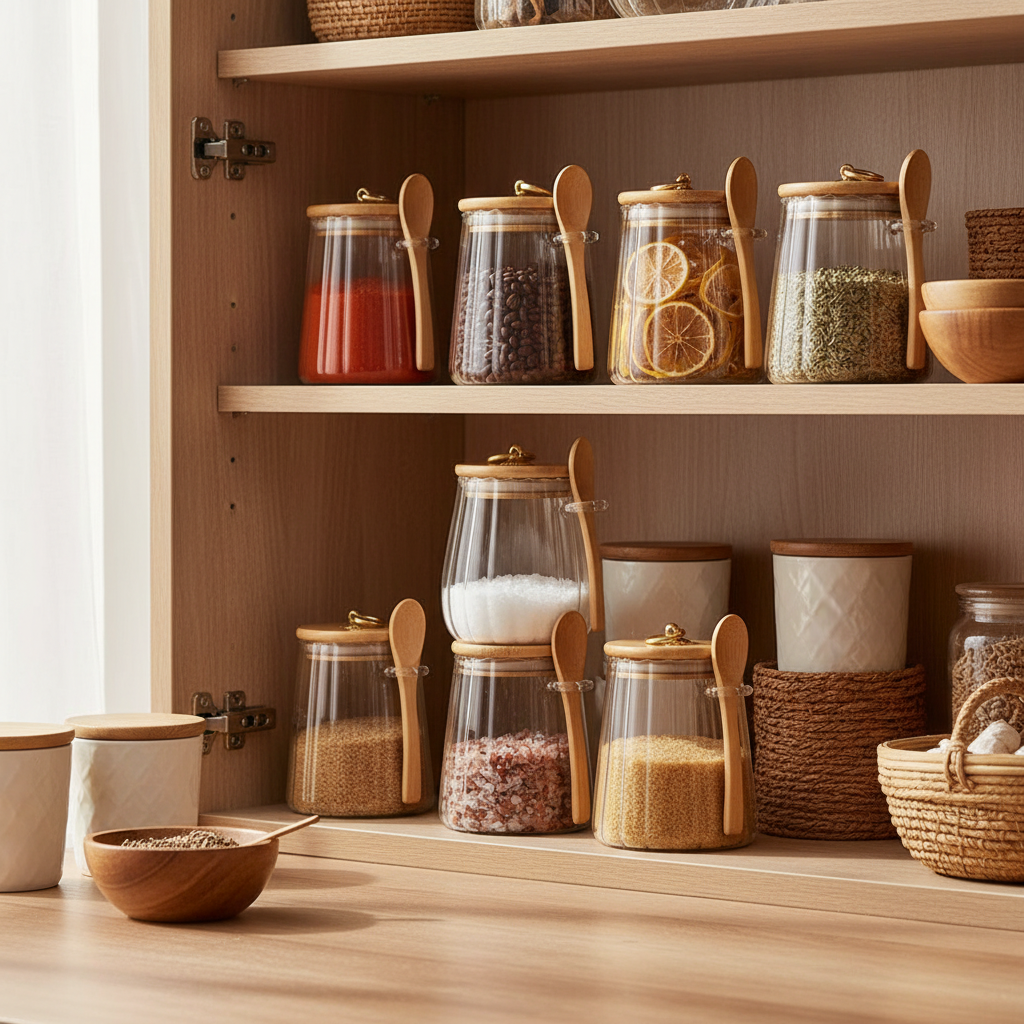 Pot a epices | Hermétique Verre Bois