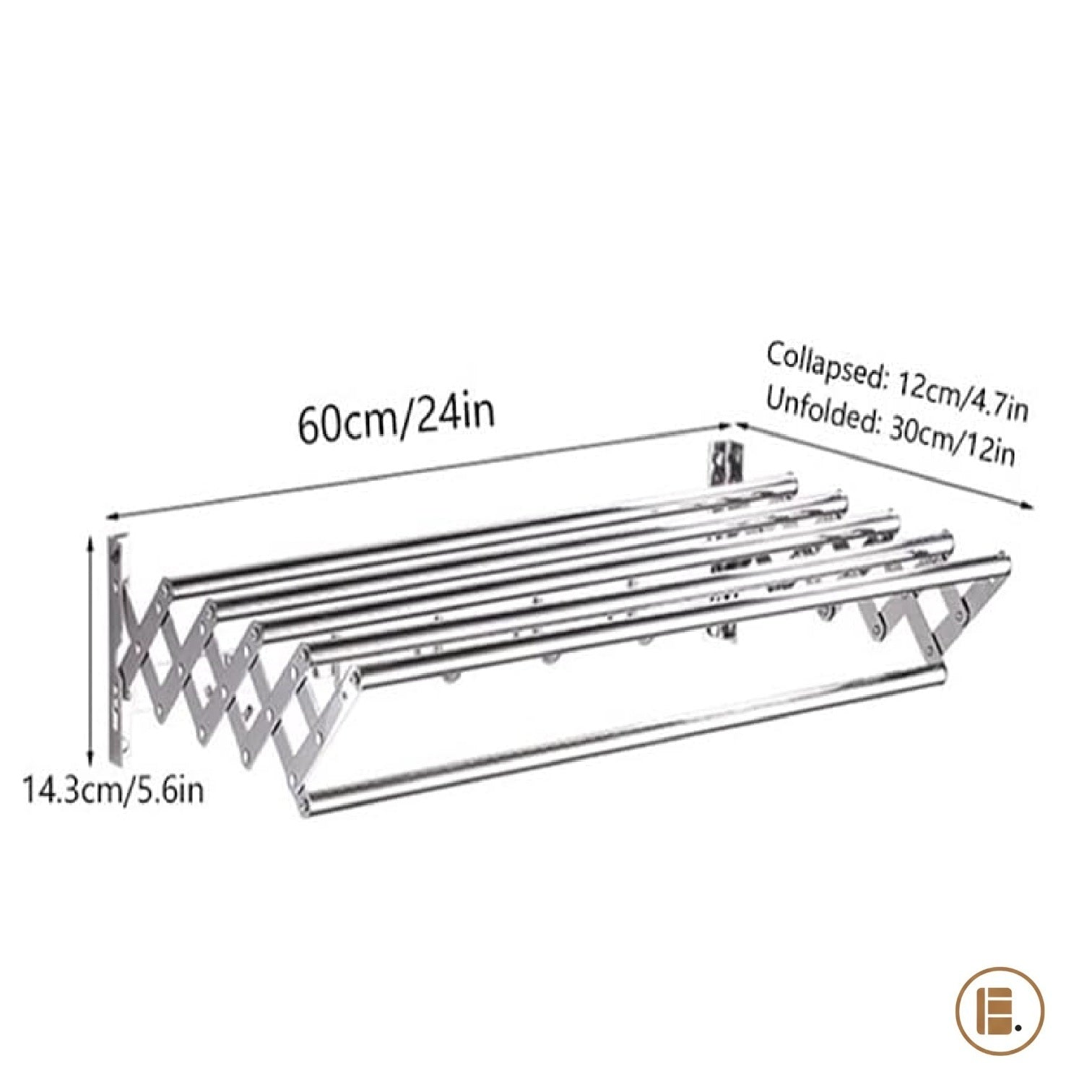 étendoir à linge mural rétractable 60cm buanderie MinimalisteLab