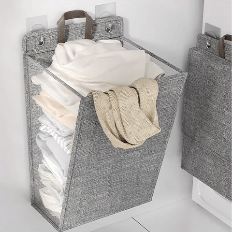 panier linge pliable gain de place design démonstration pliage MinimalisteLab
