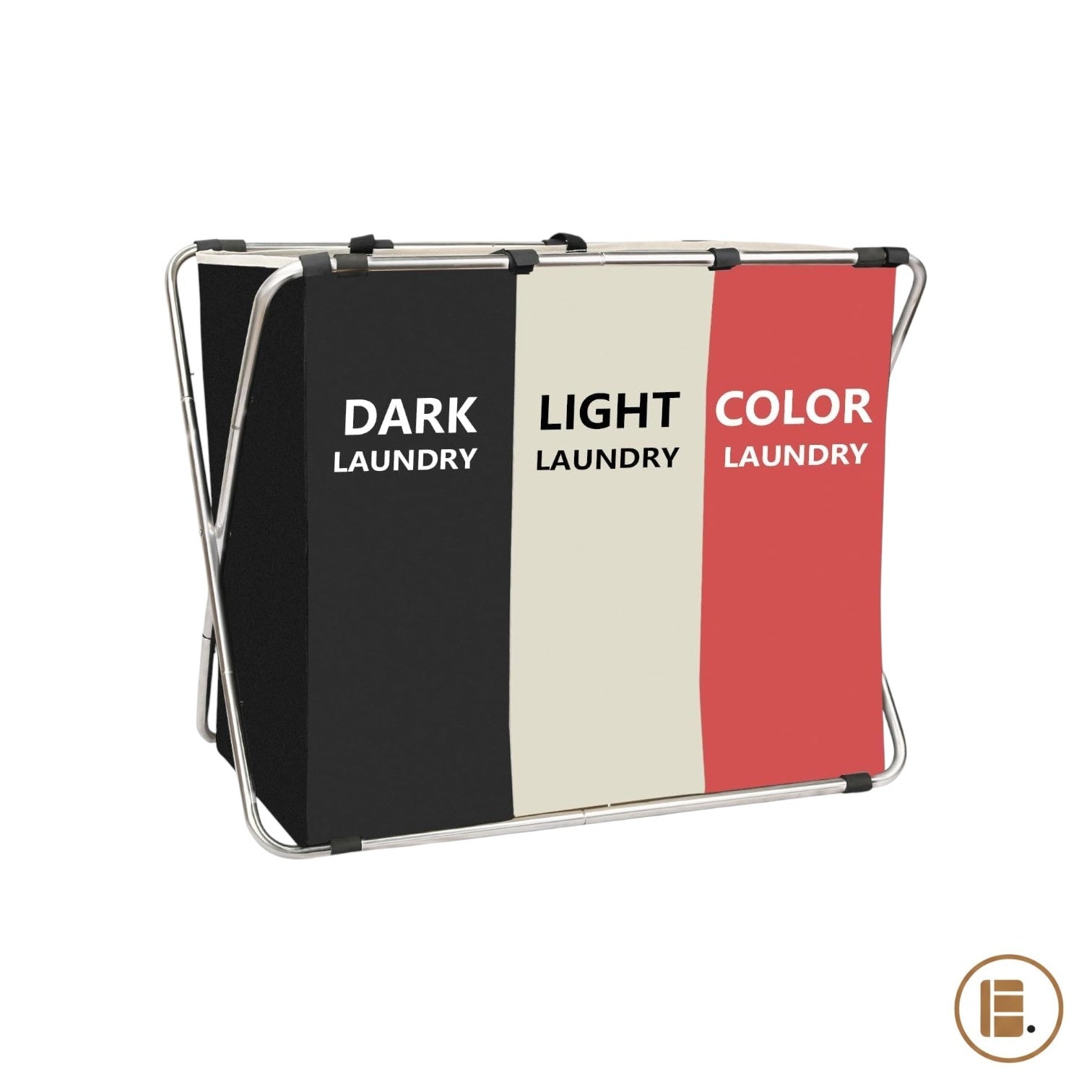 panier à linge pratique et design 3 compartiments tricolore buanderie MinimalisteLab
