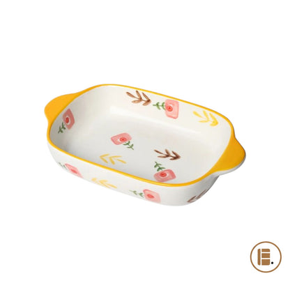 plat à four floral céramique vue dessus MinimalisteLab
