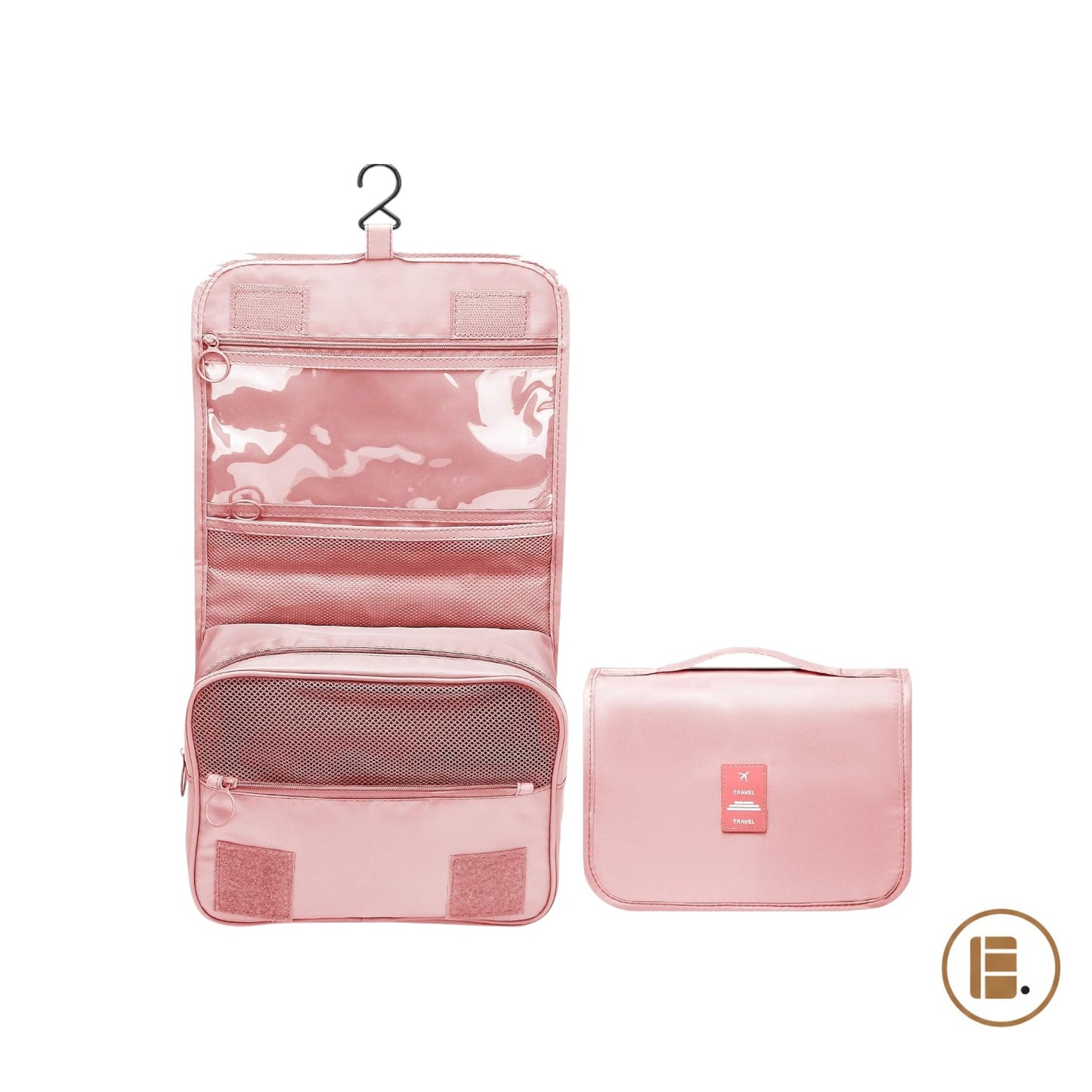 trousse de toilette voyage ultra-compacte ouverte compartiments MinimalisteLab