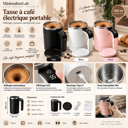 Mug Auto-Mélangeant Électrique | MixPerfect - Minimaliste Lab