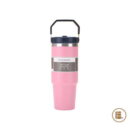 Mug isotherme | Inox avec poignée et paille | 600 ml / 890 ml - Minimaliste Lab