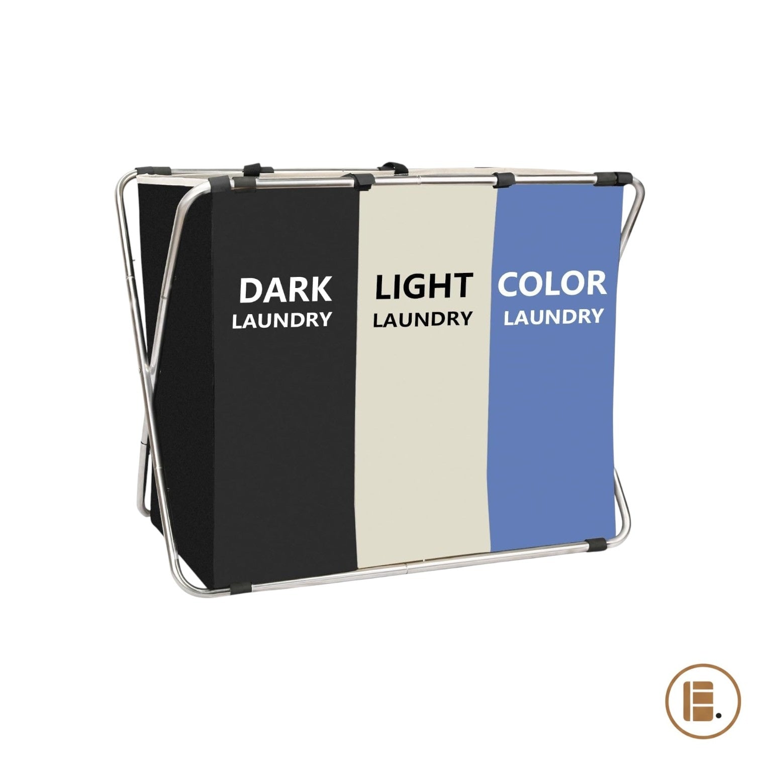 panier à linge pratique et design 3 compartiments tricolore buanderie MinimalisteLab
